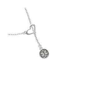 Silver Round EMT Sign   2 D Silver Plated Heart Lariat Charm Necklace 