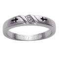 Sterling Silver Mens Diamond Accent WITH THIS RING I THEE WED Band 