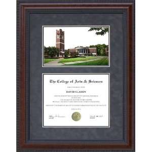 Diploma Frame with Western Carolina University (WCU) Campus Lithograph 