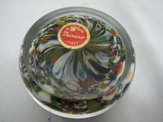 VINTAGE BEAUTIFUL COLOR MURANO ITALY ART MOSAIC GLASS PAPERWEIGHT 