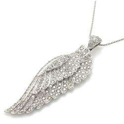 14k White Gold 1 1/2ct TDW Diamond Angel Wing Necklace (H I, I2 