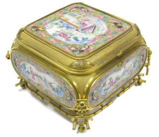 Antique Chinese Porcelain & Gilt Bronze Jewelry Box  