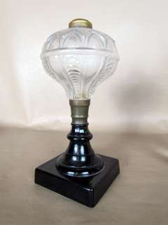 Antique American Amethyst Base Oil Lamp, Pattern Font  