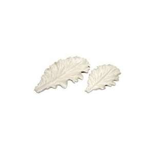  Set of 2 Snow White Falling Leaf Shaped Serving Trays 
