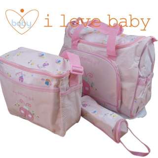 Pink Ladybug Baby Diaper Nappy Changing Bags 4Pcs  