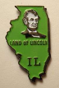 ILLINOIS State Shape LAND OF LINCOLN Souvenir LAPEL PIN  