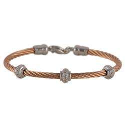 Maddy Emerson Couture 14k Rose Gold over Steel Diamond Cable Bracelet
