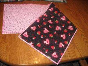 Handcrafted table Runner Valentines Cherry strawberry  