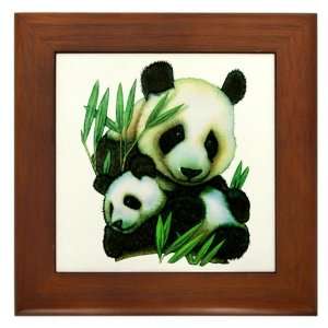  Framed Tile Panda Bear And Cub 
