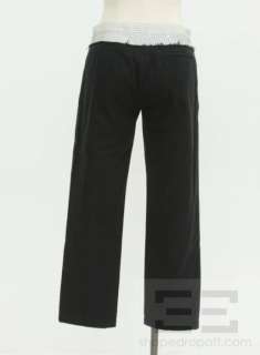 Ann Demeulemeester Black & White Striped Trim Cropped Pants Size 38 