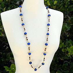 Royal Blue Bone Bead Necklace (India)  