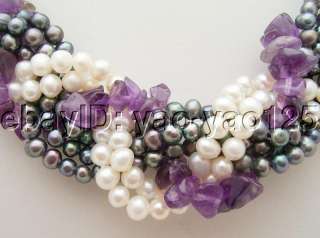   pearl white and black round pearl natural amethyst good quality high