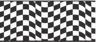 CARS LARGE 17.25 ACCENT BLACK & WHITE CHECKS FLAG PREPASTED BORDER 