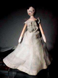 10 Jointed Wooden Peg Doll Lovely Blue Dress  