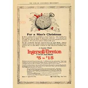  1910 Ad Mans Christmas Pocket Watch Ingersoll Trenton 