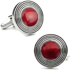  Red Concentric Circles Cufflinks 
