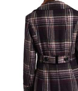   winter purple plaid Wool blend jacket pea coat plus size 2X new  