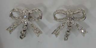 Lovely Bow .60ctw Diamond 14K White Gold Pierced Screw On Earrings 3 