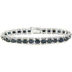 Sterling Silver Sapphire and Diamond Accent Bracelet  