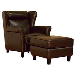 Laura Brown Bi cast Leather Club Chair with Ottoman  