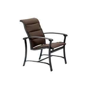   Ovation Padded Sling Aluminum Arm Patio Dining Chair Textured Sonora