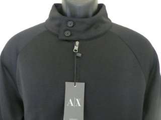 148 Armani Exchange men sport coat moto jacket coated raglan black 