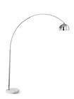 Contemporary Arc Floor Lamp in Chrome Metal Finish with White Marble 