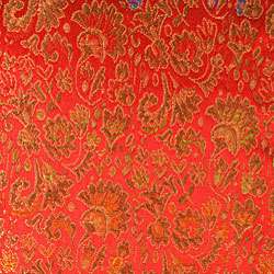Black and Red Floral Thai Silk Cushion Cover  
