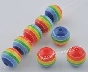 100 pcs Rainbow color Resin Spacer Loose beads charms findings 8mm 