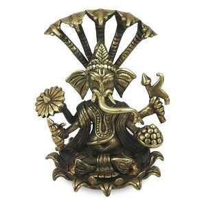  Brass statuette, Ganesha Meditates