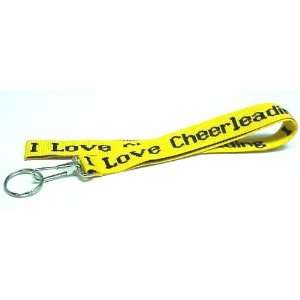  I Love Cheerleading Keychain Lanyard   Yellow   12pcs 