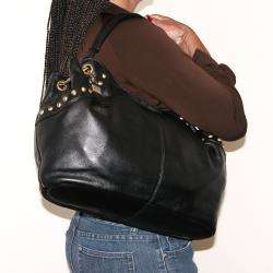 Collective Womens Studded Leather Hobo Bag  