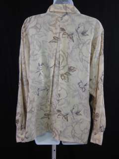 ESCADA Cream Floral Long Sleeve Button Shirt Top Sz 38  
