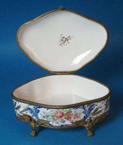Antique French Sevres Hand Painted Jewelry Box c. 1870  