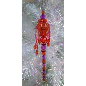  Red & Purple Beaded Fringe Finial Christmas Ornament