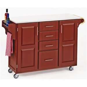  Homestyles 9100 1038 4 Drawer Kitchen Cart in Red with 