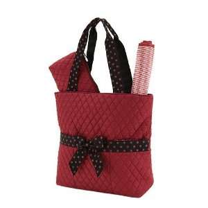   Piece Diaper Bag with Black Polka Dot Ribbon Accents & Handles