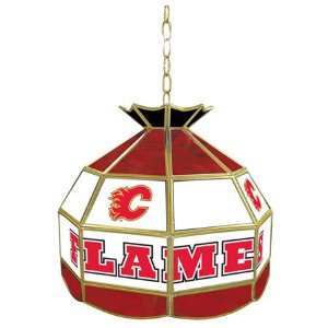  Calgary Flames 16 Inch Diameter Stained Glass Pub Light 