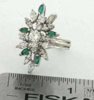 14K WHITE GOLD 1.77CT VS DIAMOND AND EMERALD COCKTAIL RING  