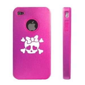 Apple iPhone 4 4S 4G Hot Pink D46 Aluminum & Silicone Case Heart Skull 