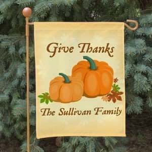   Personalized Family Name Thanksgiving Fall Garden Flag