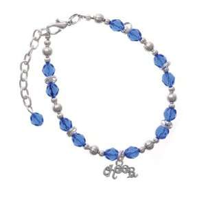 Scroll Script Cheer Blue Czech Glass Beaded Charm Bracelet [Jewelry]