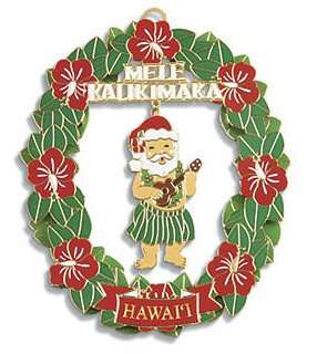 Hawaiian Santa Claus Christmas Ornament from Hawaii  