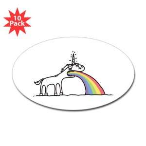    Sticker (Oval) (10 Pack) Unicorn Vomiting Rainbow 