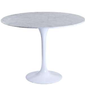   Saarinen Style Tulip Dining Table with White Marble Top Home