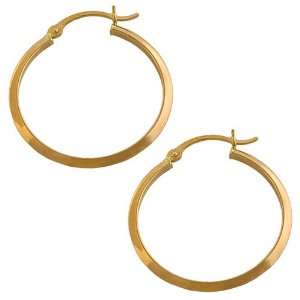  14 Karat Rose Gold 2x28mm Angular Hoop Earrings Jewelry