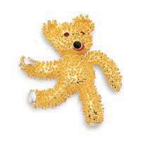 New Gold Plated Teddy Bear Jackie Kennedy Brooch Pin  