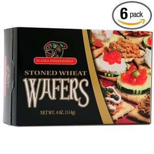 Alaska Smokehouse Stone Wheat Wafers, 4 Ounce Boxes (Pack of 6 