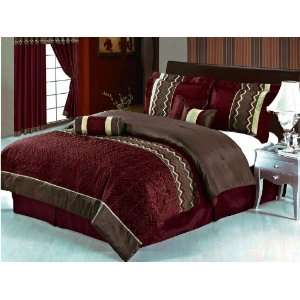  7 Pcs Luxury Modern Embroidery Comforter Set Bed In A Bag 