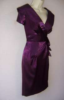   EVENINGS Purple V Neck with Collar Cap Sleeve Cocktail Dress 16 NWT